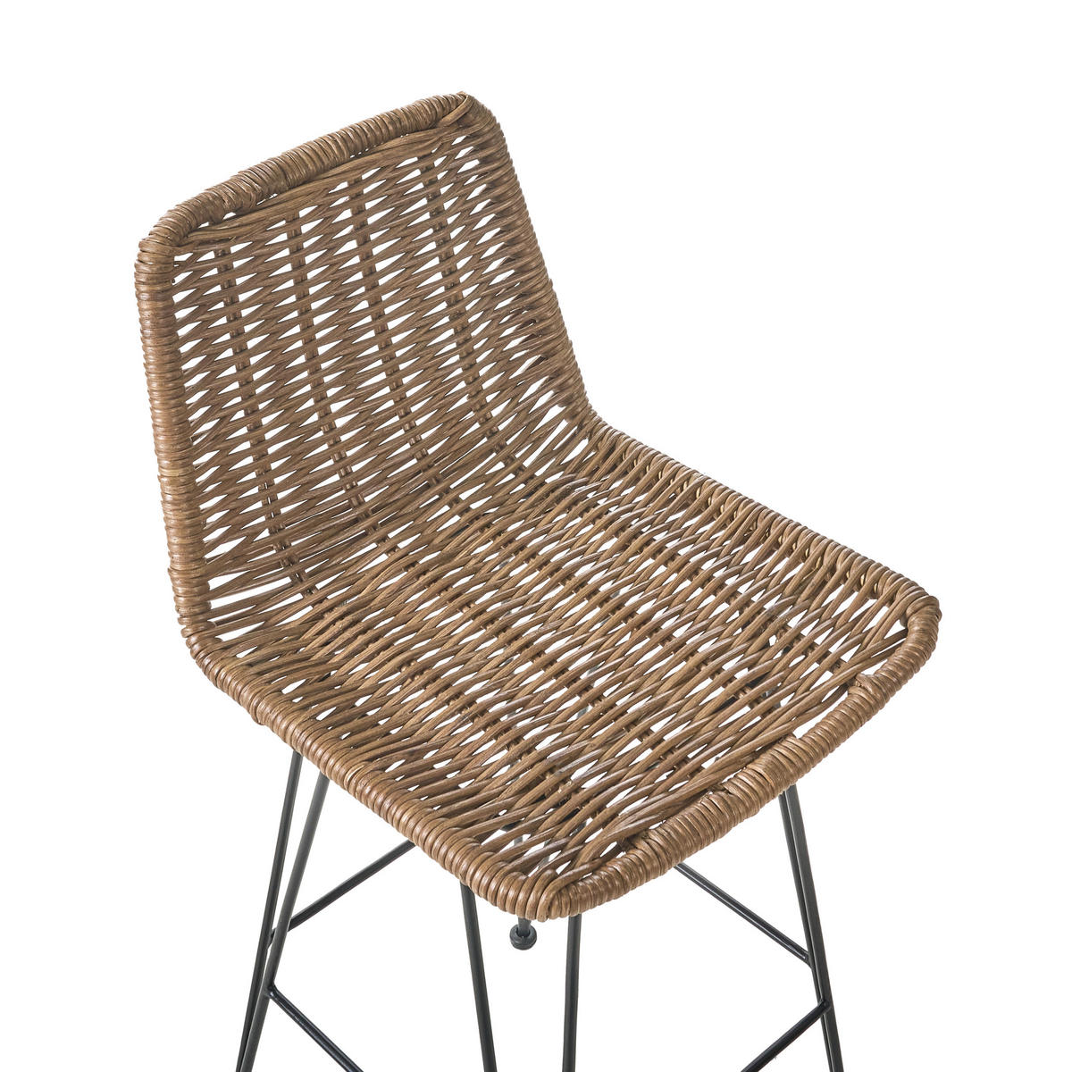 BARHOCKER 2er-Set Rattan Braun Cassita - Schwarz/Braun, Holz (43/100/50cm) - Beliani