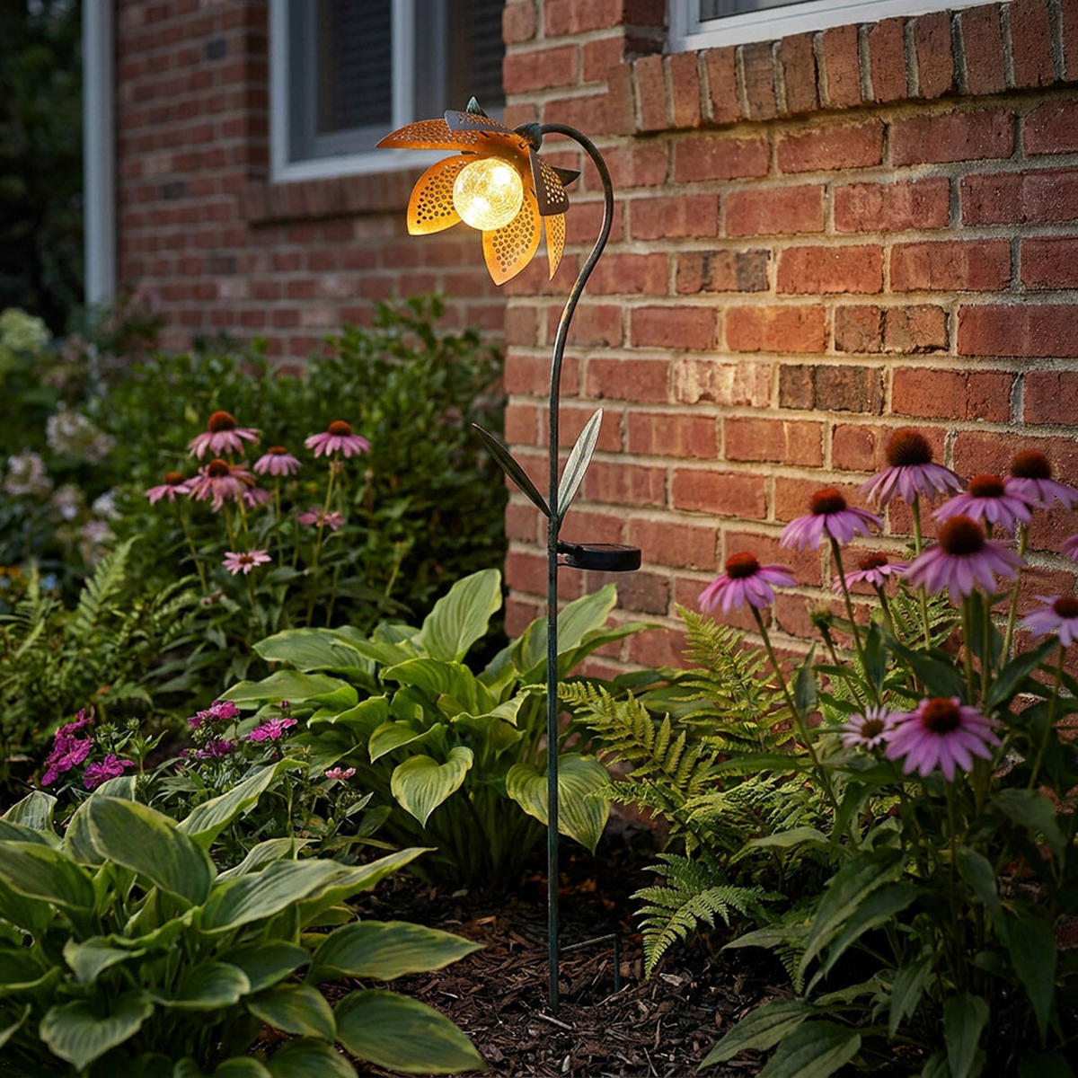 LED AUSSENLEUCHTE Solarleuchte Gold - Goldfarben, Glas (25/15/90cm) - Globo Lighting