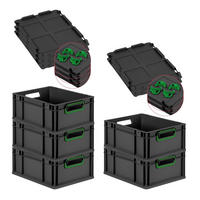 EUROBOX 5x NextGen Color mit Auflagedeckel 17x30x40 cm 16 Liter Schwarz Griffe grün offen - Schwarz/Grün, Kunststoff (30/17/40cm) - PROREGAL