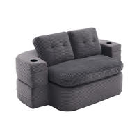 SOFA 2-in-1 mit Liegefunktion und Getränkehaltern aus Cord Dunkelgrau - Dunkelgrau, Textil (165/61/97cm) - EVRYAE
