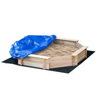 SANDKASTEN DE-18758 achteckig mit 4 Bänken & Abdeckung Naturholz - Naturfarben, Holzwerkstoff (139.5/139.5/21.5cm) - ComfortXL