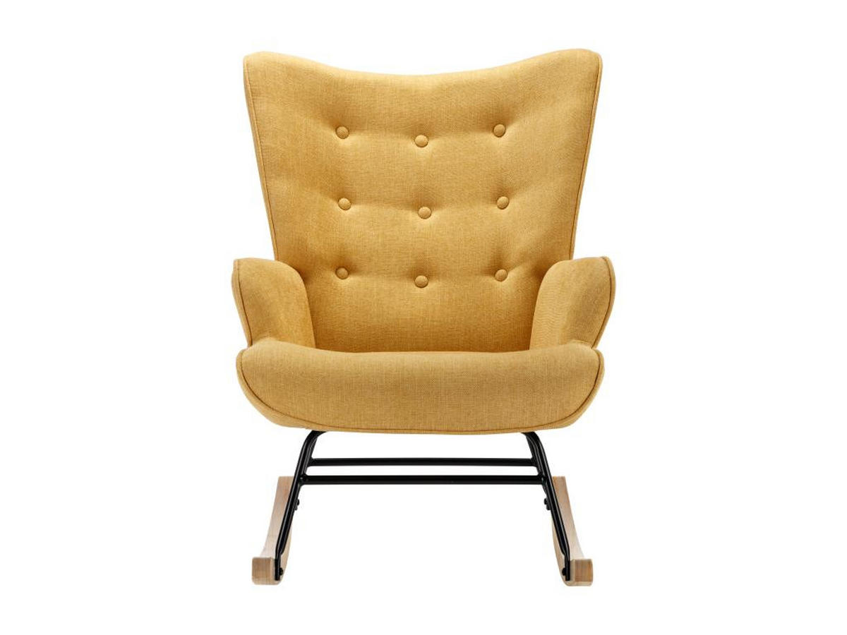 SCHAUKELSESSEL - melierter Stoff - Senfgelb - ELMINA II - Gelb, Textil (68/91/86cm) - Vente-Unique