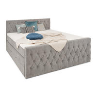 BOXSPRINGBETT London grau 200 /200 cm H3/H4 Samt - Grau, Textil (200/200cm) - wonello