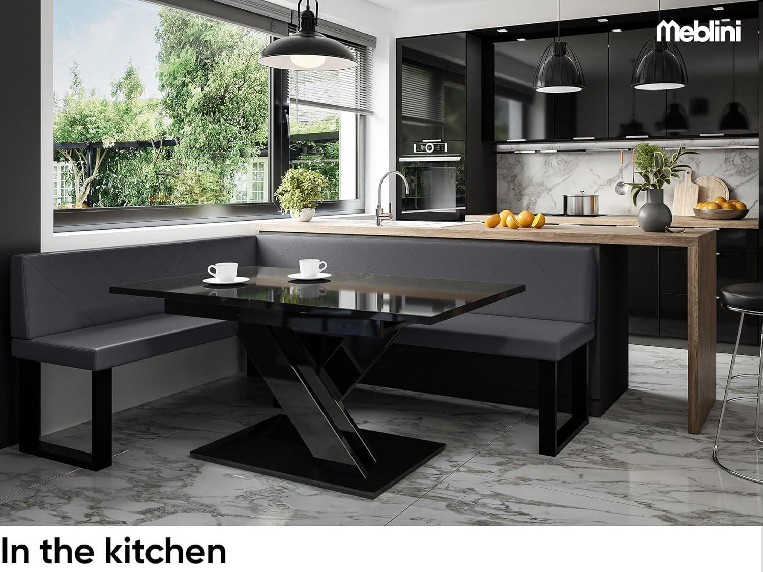 ECKBANK ERIC_U - Grau, Leder (142/196cm) - Meblini