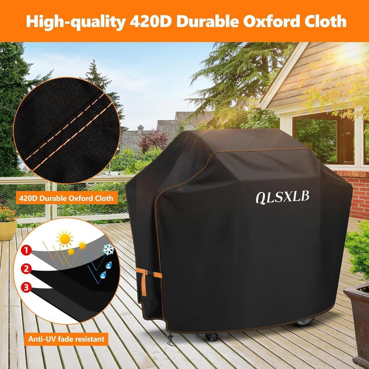 GRILLABDECKUNG 165 x 71 x 122 cm 420D Oxford Wasserdicht UV-beständig - Schwarz, Kunststoff (122/71/165cm)