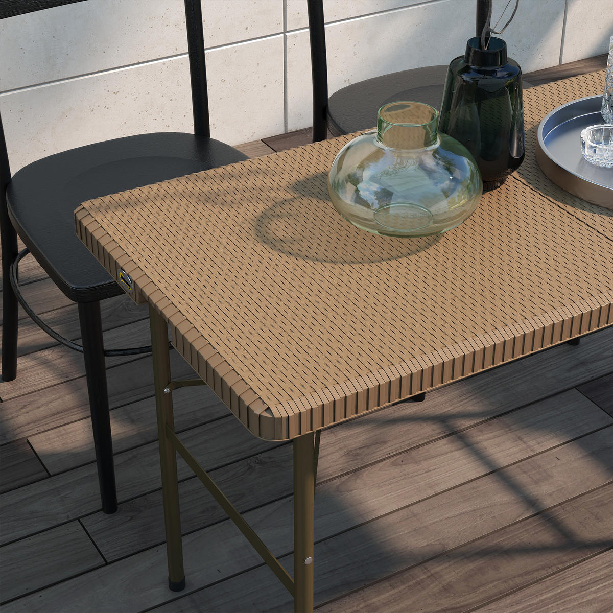 GARTENTISCH, Braun, HDPE - Braun, Kunststoff (122/60/73cm) - Outsunny