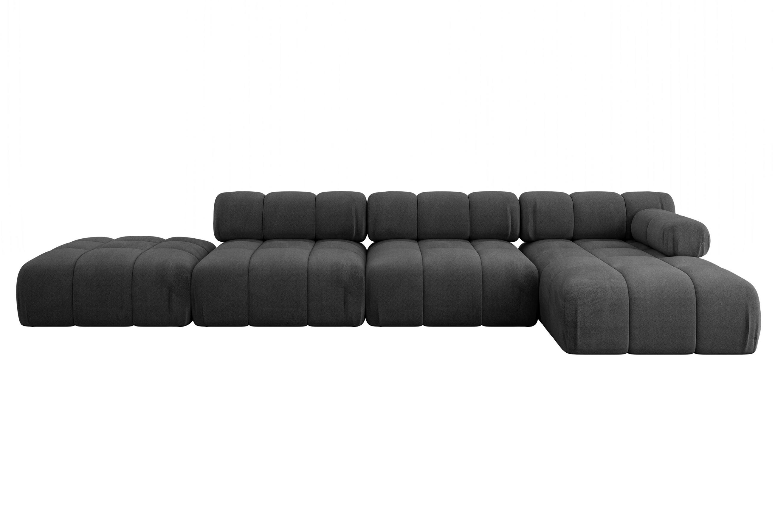ECKSOFA modulares Sofa Lizur-L2 - 380x160x70 cm Schwarz Velours - Schwarz, Holzwerkstoff/Textil (380/160cm) - ALTDECOR