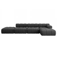 ECKSOFA modulares Sofa Lizur-L2 - 380x160x70 cm Schwarz Velours - Schwarz, Holzwerkstoff/Textil (380/160cm) - ALTDECOR