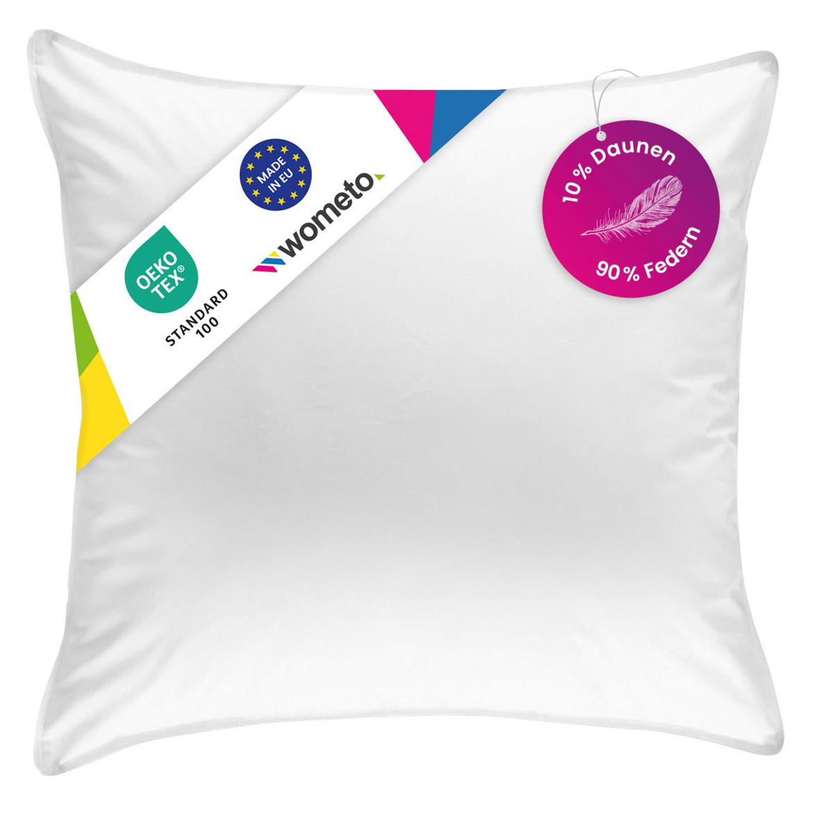 KOPFKISSEN 90% Federn & 10% Daune 80/80 cm - Weiß, Textil (80/80cm) - wometo