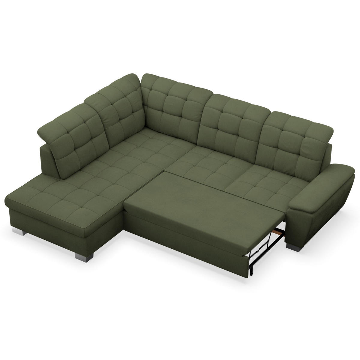 ECKSOFA Jamaal Khaki linksseitig - Schwarz/Grün, Textil (258/212cm) - Selsey