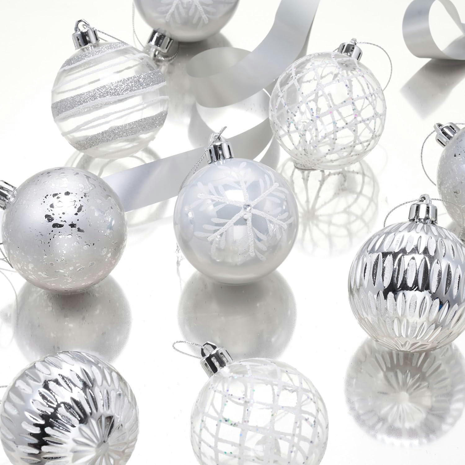 CHRISTBAUMKUGELN 12-teiliges Set 6 cm Transparent Silber Weiß - Silberfarben, Kunststoff (6/6/6cm)