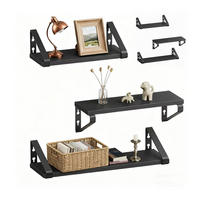 WANDREGAL-SET - Schwarz, Holzwerkstoff/Metall (40/11/12cm) - Relaxdays