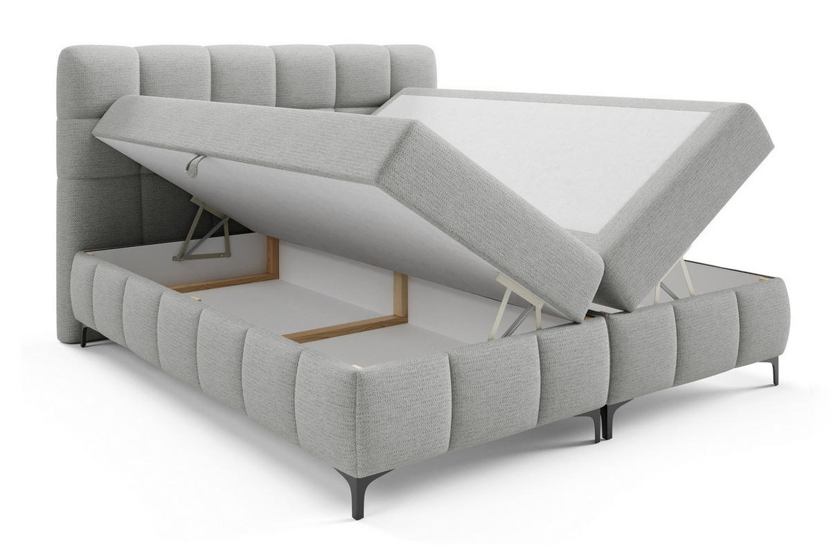 BOXSPRINGBETT 160x200 Altessa mit Bettkasten, Matratze, Topper, Hellgrau - Hellgrau, Holz/Textil (160/200cm) - Emporius