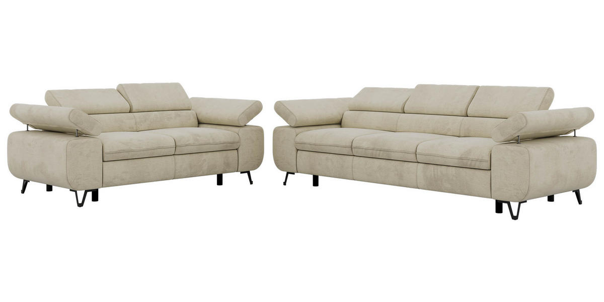 SEDACÍ SOUPRAVA PETER 2+3 - Béžová Samet - černá/béžová, kov/textil (262/76/99cm) - MKS