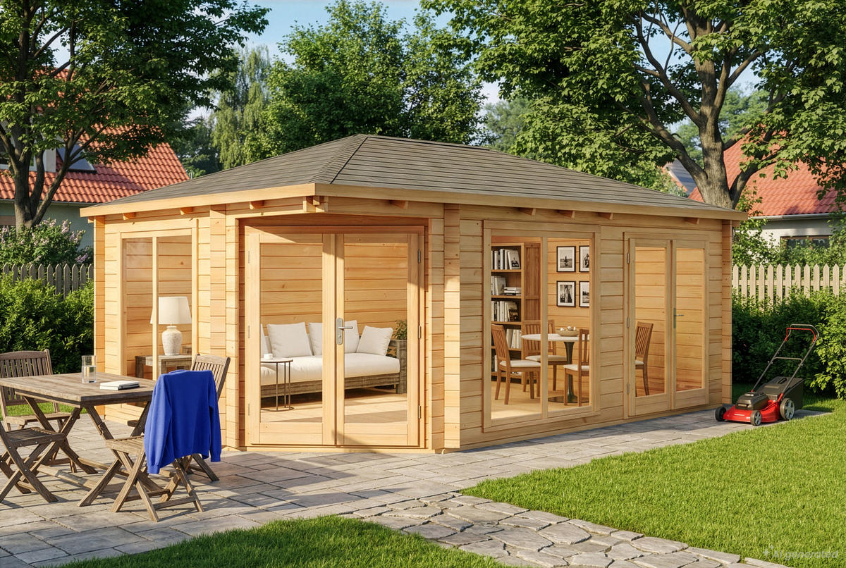 GARTENHAUS Holz Julia - Naturfarben, Holz (598/281/410cm) - Alpholz