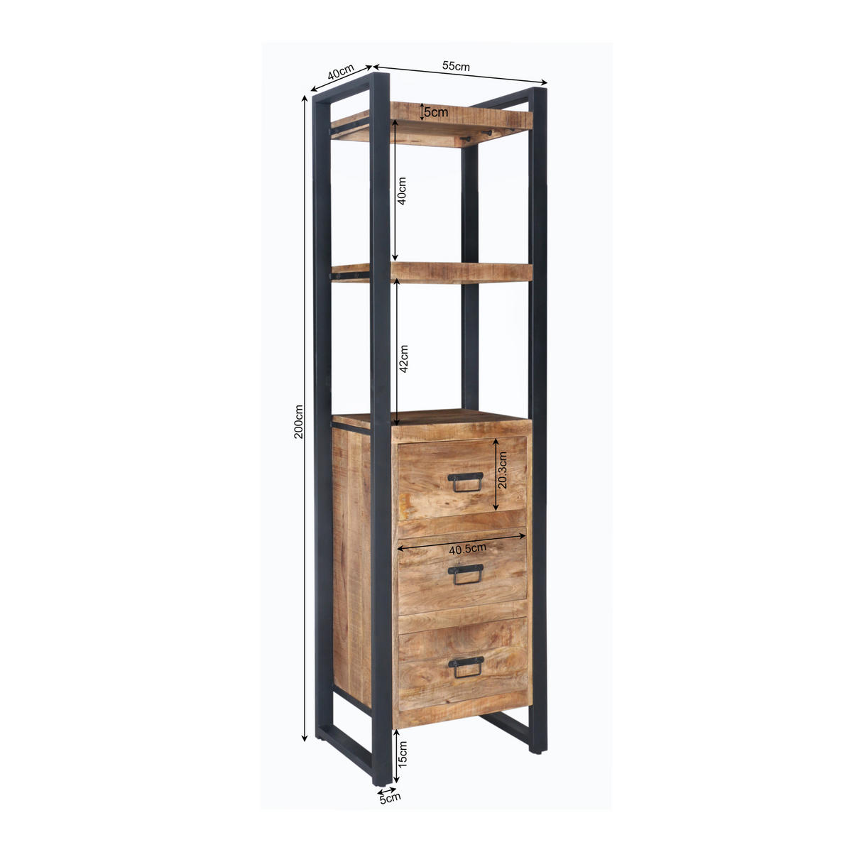 BÜCHERREGAL Boaz Braun 40/55/200 cm - Braun, Holz (55/200/40cm) - Starfurn