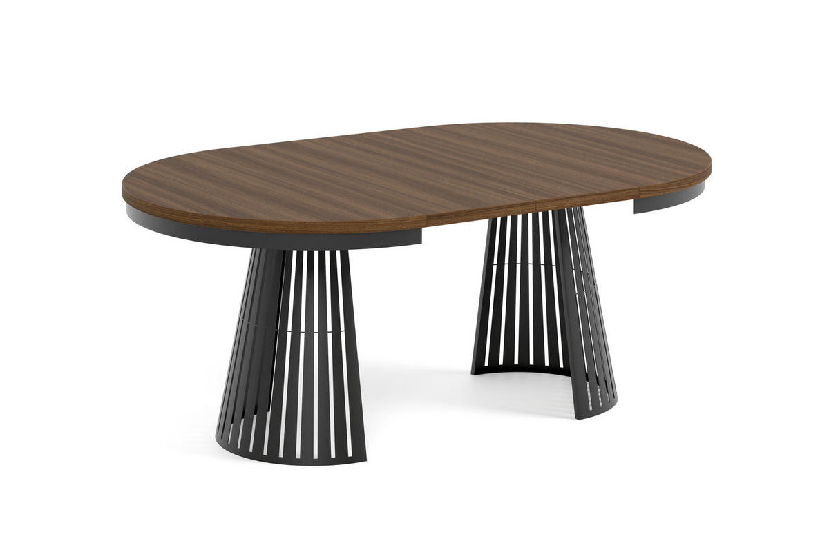 ESSTISCH Cone Bis - Schwarz/Haselnussfarben, Holzwerkstoff/Metall (120/120/76cm) - Meblini