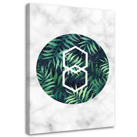 LEINWANDBILD Farnblatt in einem Kreis - Marmor 40x60cm - Grün, Textil (40/60cm) - Feeby