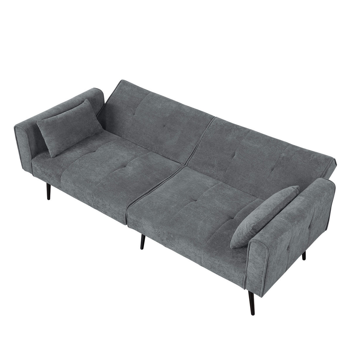 SCHLAFSOFA mit verstellbarer Rückenlehne Stoff Grau - Grau, Holzwerkstoff (175/71/71cm) - Meubliv
