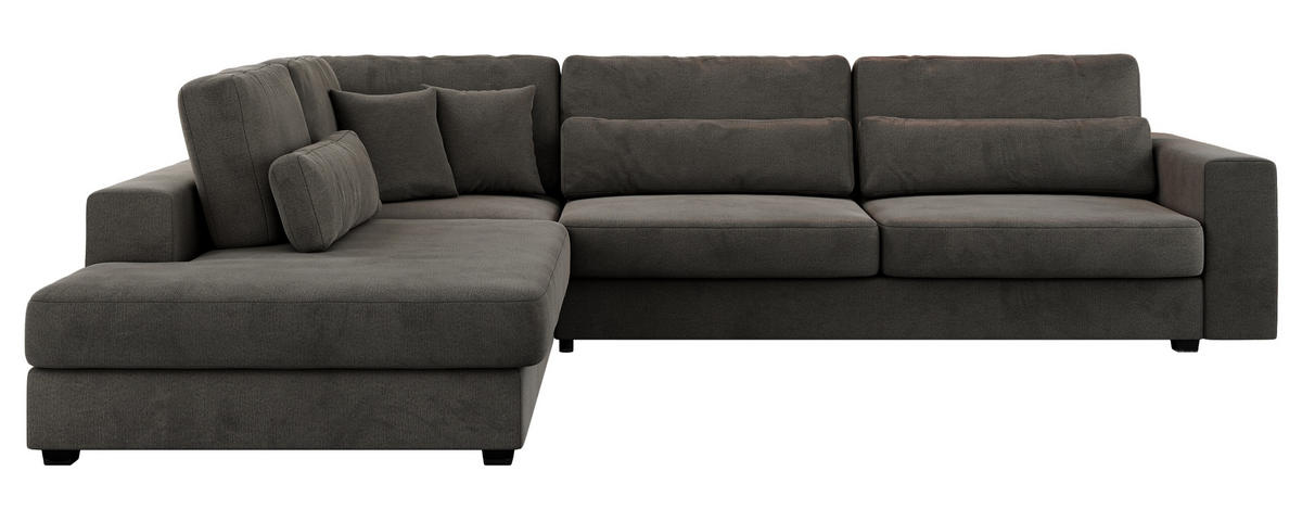ECKSOFA Savona Dunkelgrau Velvet - links - Dunkelgrau/Schwarz, Kunststoff/Textil (316/249cm) - MKS