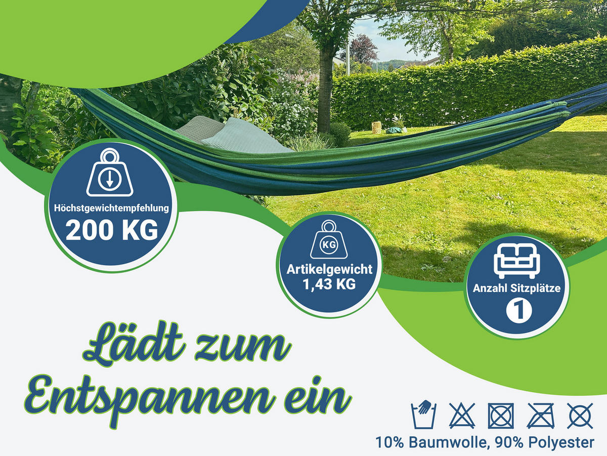 HÄNGEMATTE, 90% Polyester, 10% Baumwolle, Blau - Dunkelblau, Textil (150/1/210cm) - Zollner