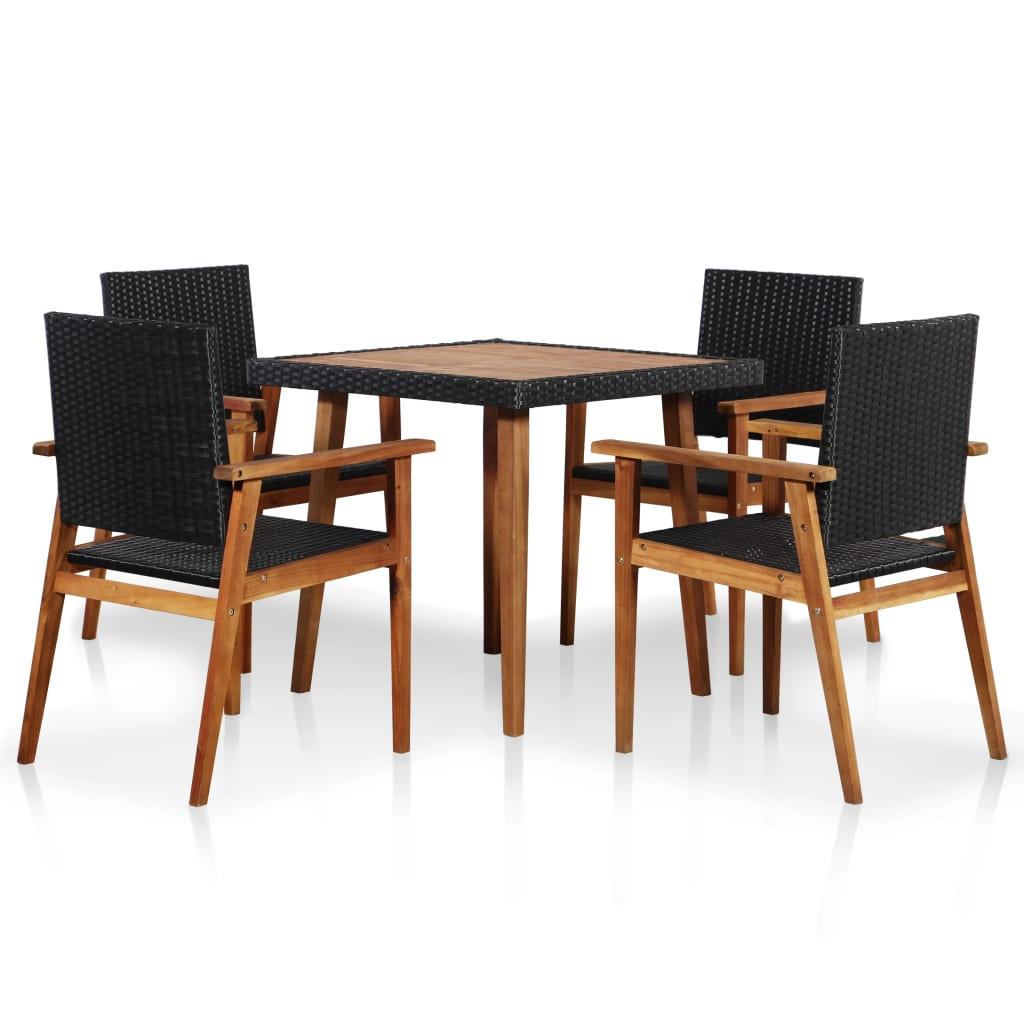 GARTEN-ESSGRUPPE 5-teilig Poly Rattan Schwarz Und Braun - Schwarz, Kunststoff - vidaXL
