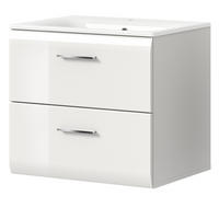 WASCHBECKENUNTERSCHRANK inklusive Waschbecken weiß Hochglanz, Waschtisch hängend - Weiß Hochglanz, Keramik/Holzwerkstoff (60/55/46cm) - Inn.Furn