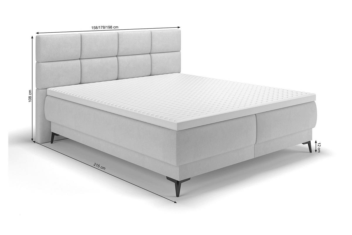 NEIN_BOXBETT Rektango Graphitgrau Velours 180/200 cm - Schwarz/Graphitfarben, Textil/Metall (180/200cm) - Selsey