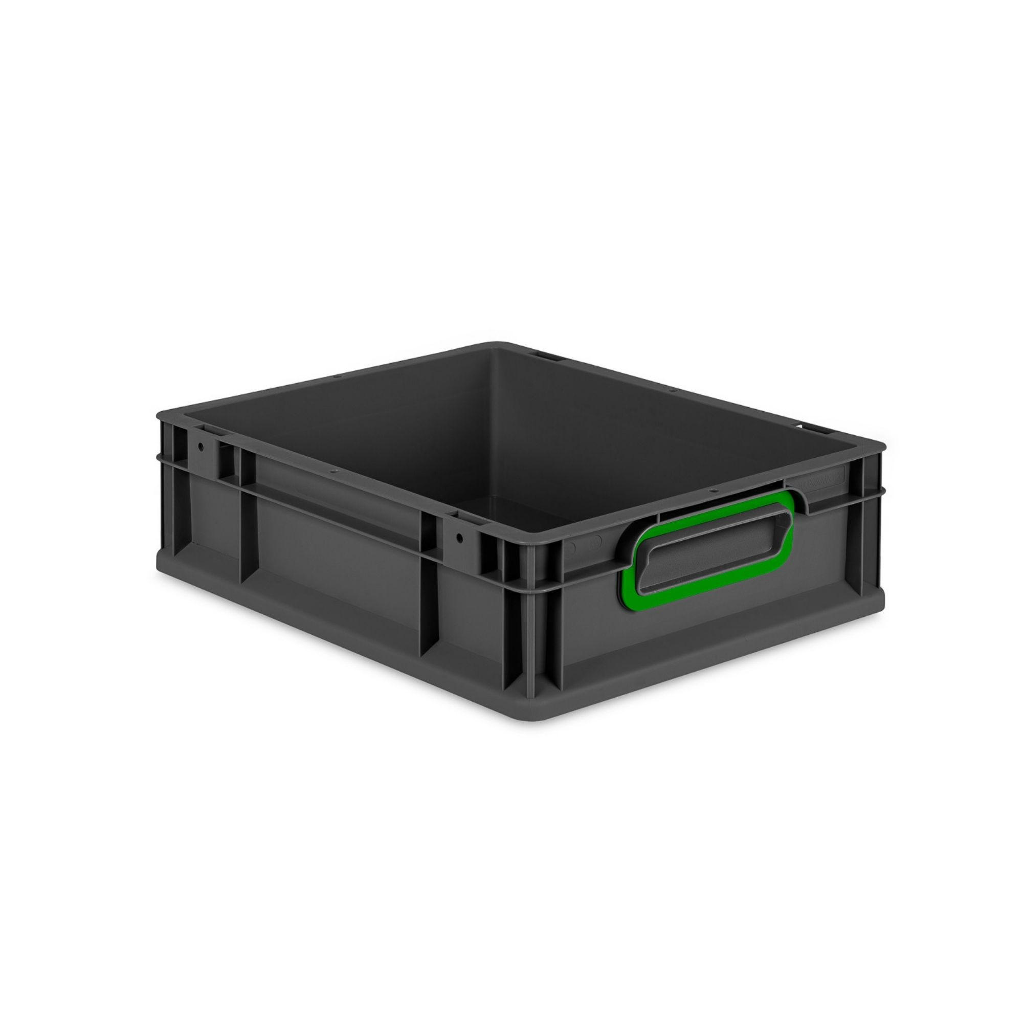 EUROBOX NextGen Color 12x30x40 cm 11 Liter Griffe grün zu, Schwarz - Schwarz/Grün, Kunststoff (30/12/40cm) - PROREGAL