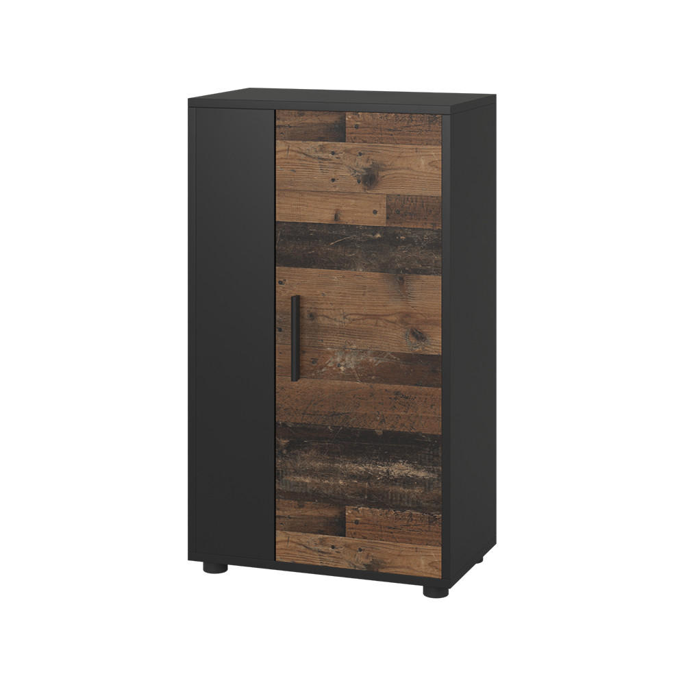 KOMMODE Berno Schwarz/Oldstyle 50.1 x 87.3 cm mit 2 Fächern - Schwarz/Braun, Holzwerkstoff (50.1/87.3/28.3cm) - Vicco