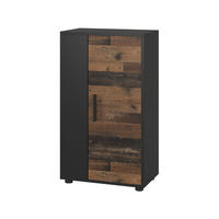 KOMMODE Berno Schwarz/Oldstyle 50.1 x 87.3 cm mit 2 Fächern - Schwarz/Braun, Holzwerkstoff (50.1/87.3/28.3cm) - Vicco