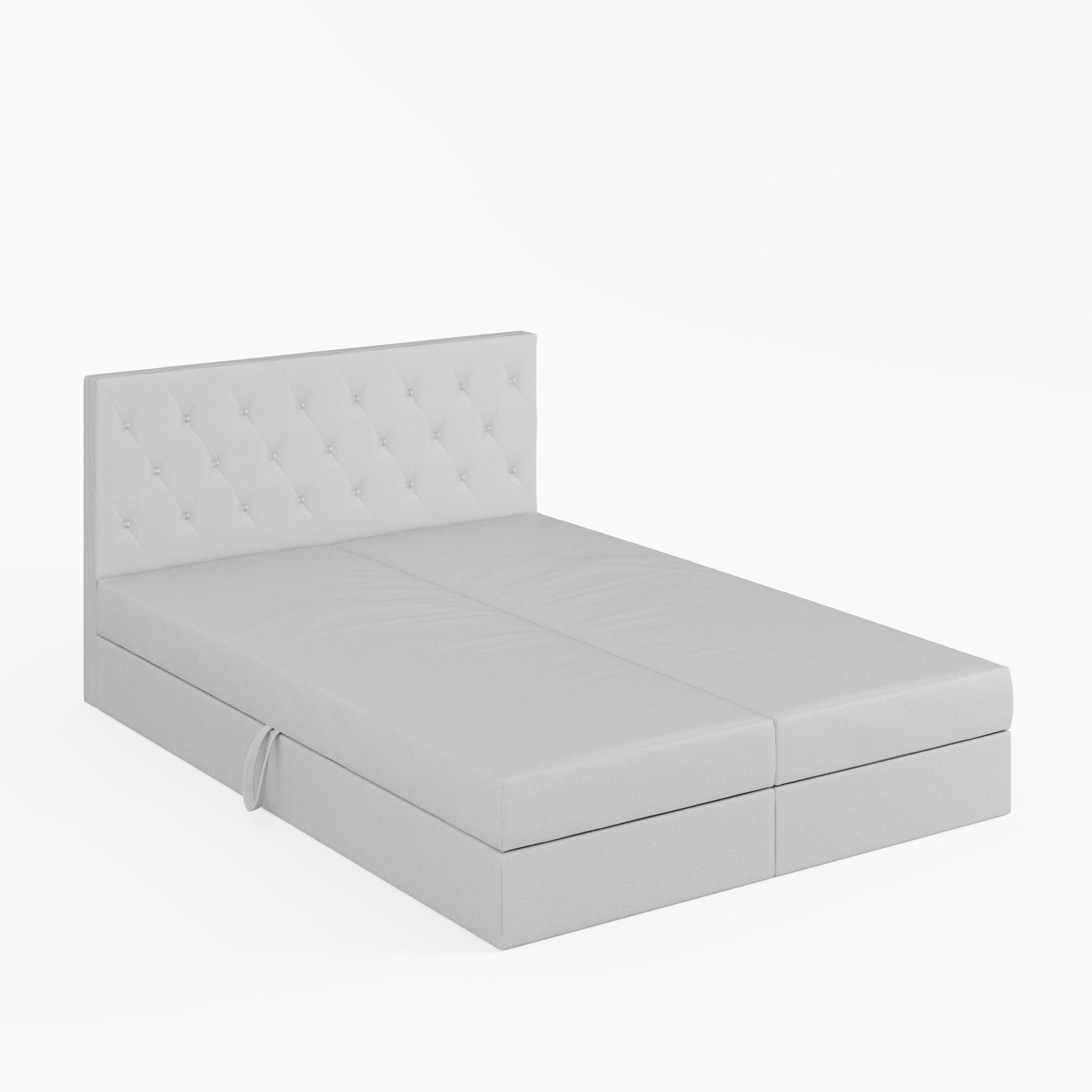 BOXBETT CRYSTAL 160/200 cm, in Weiß, Velours-Stoff, Bettkasten, Matratze, Topper - Weiß, Textil (160/20cm) - Barchello