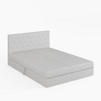 BOXBETT CRYSTAL 140/200 cm, in Weiß, Velours-Stoff, Bettkasten, Matratze, Topper - Weiß, Textil (140/20cm) - Barchello