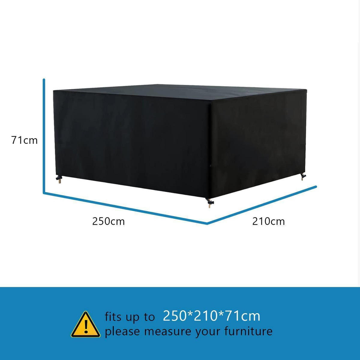 ABDECKHAUBE für Gartenmöbel Schwarz 250 x 210 x 71 cm - Schwarz, Kunststoff (210/71/250cm)