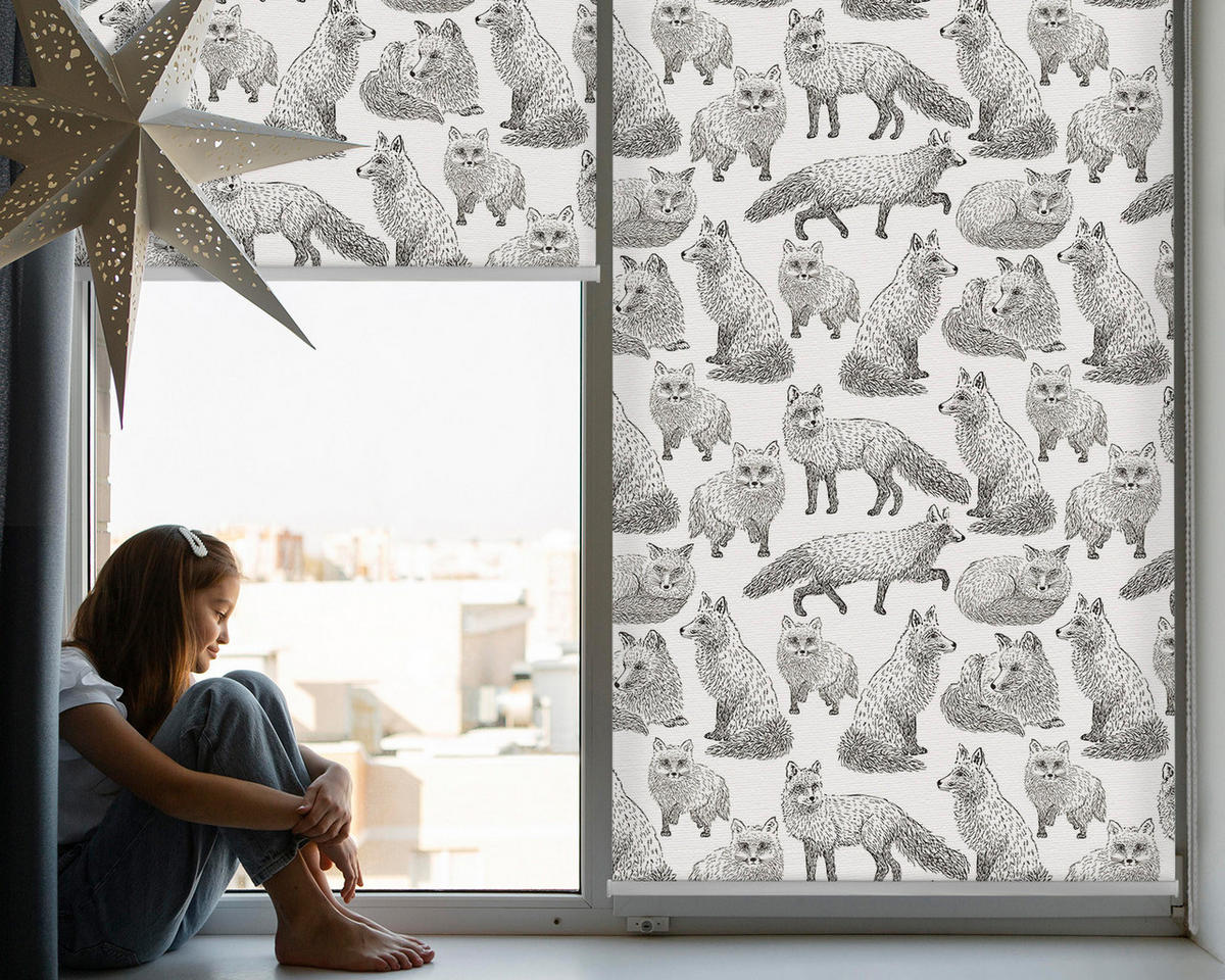 VNÚTORNÁ roleta - okenná roleta - roleta - 80x140 cm - Sivé líšky - sivá, plast (80/140/0.5cm) - TULUP
