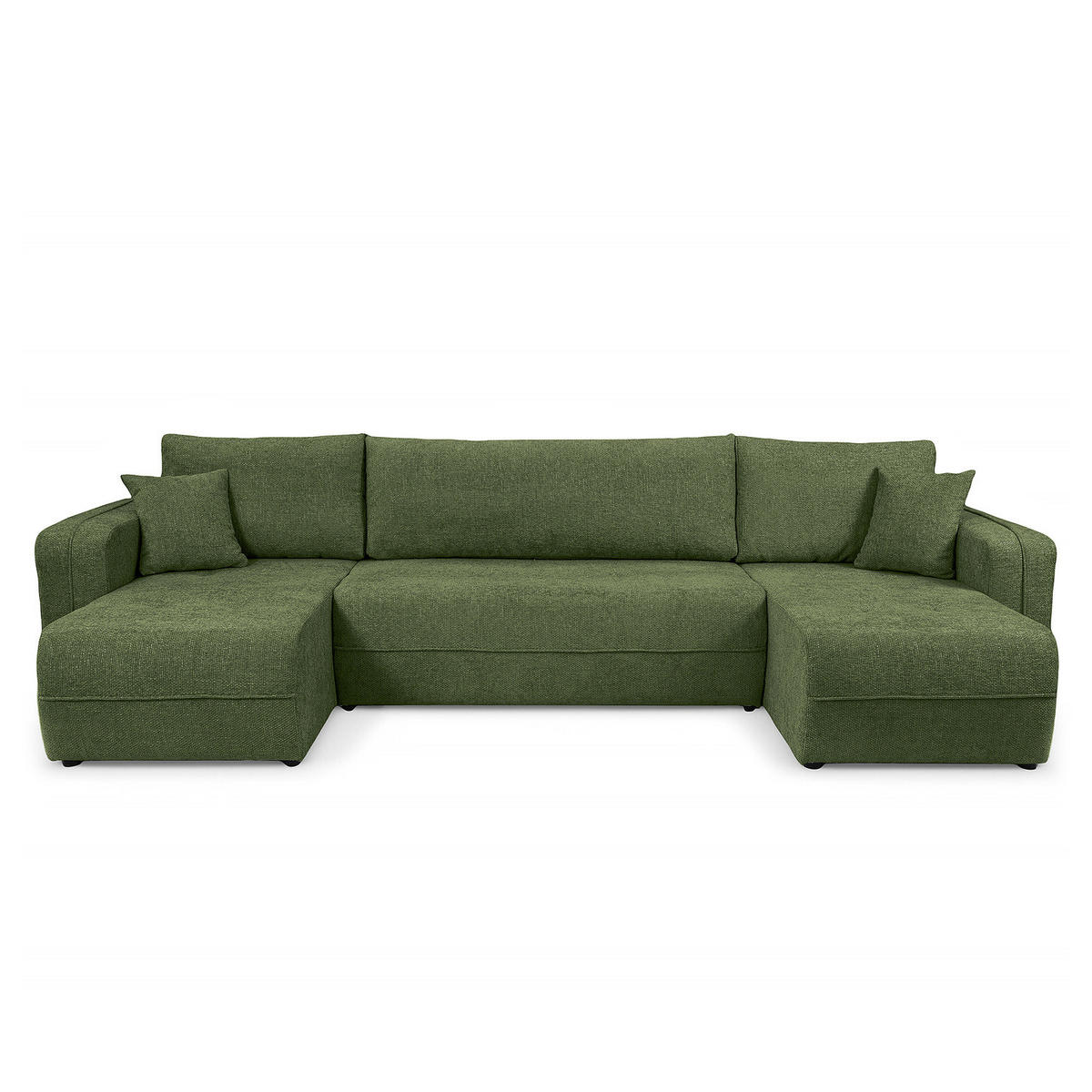 WOHNLANDSCHAFT - Wildeiche/Terracotta, Kunststoff/Textil (312/82/145cm) - home24