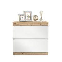 NACHTTISCH aus E1-Spanplatte mit 2 Schubladen, ca. Maße siehe Bild, 40/55/55 cm, Weiß/Eicheoptik - Weiß, Holzwerkstoff (40/55/55cm) - Redom