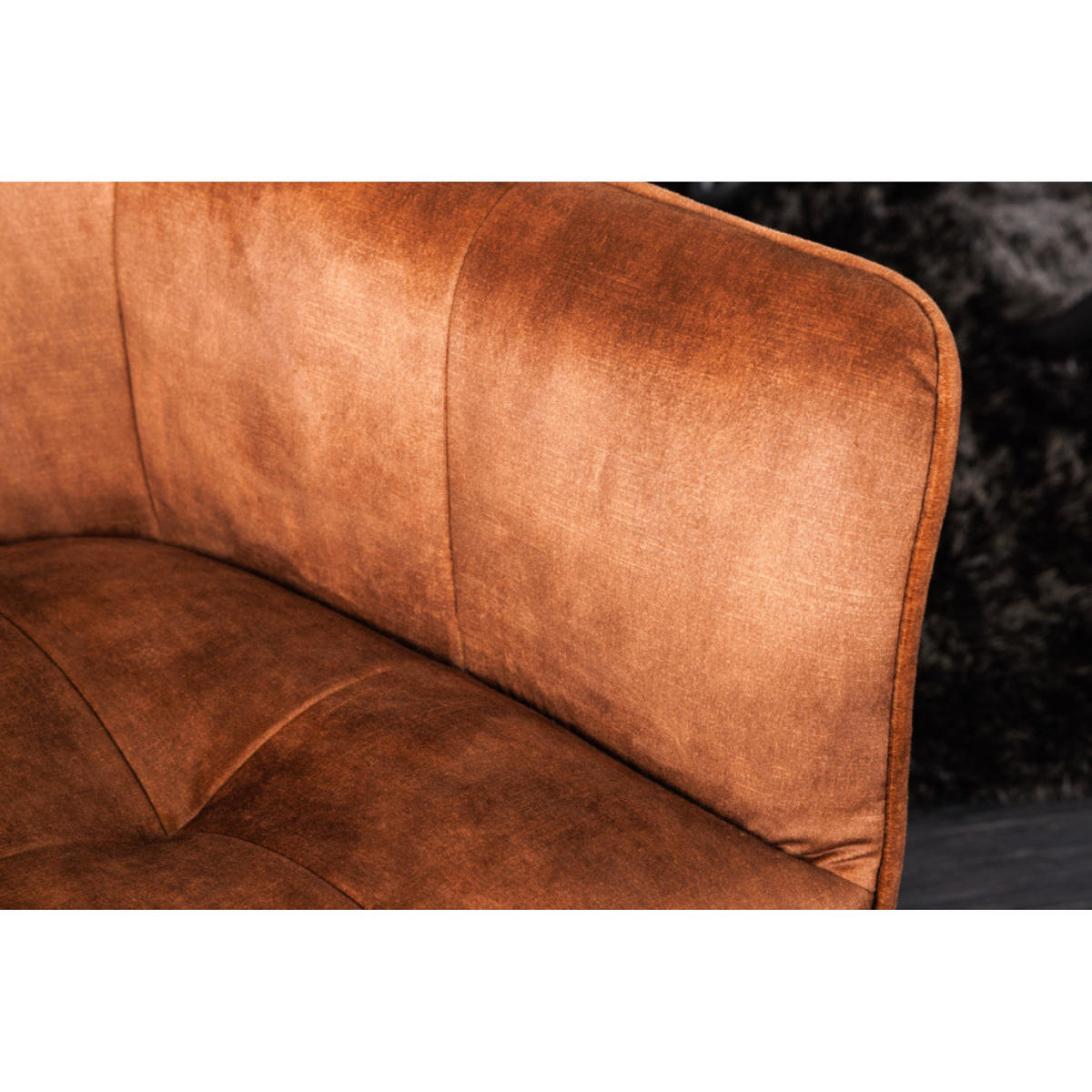 ARMLEHNSTUHL LOFT Samt Rost, Braun, Schwarz - Rostfarben/Schwarz, Textil/Metall (60/83/61cm) - riess-ambiente