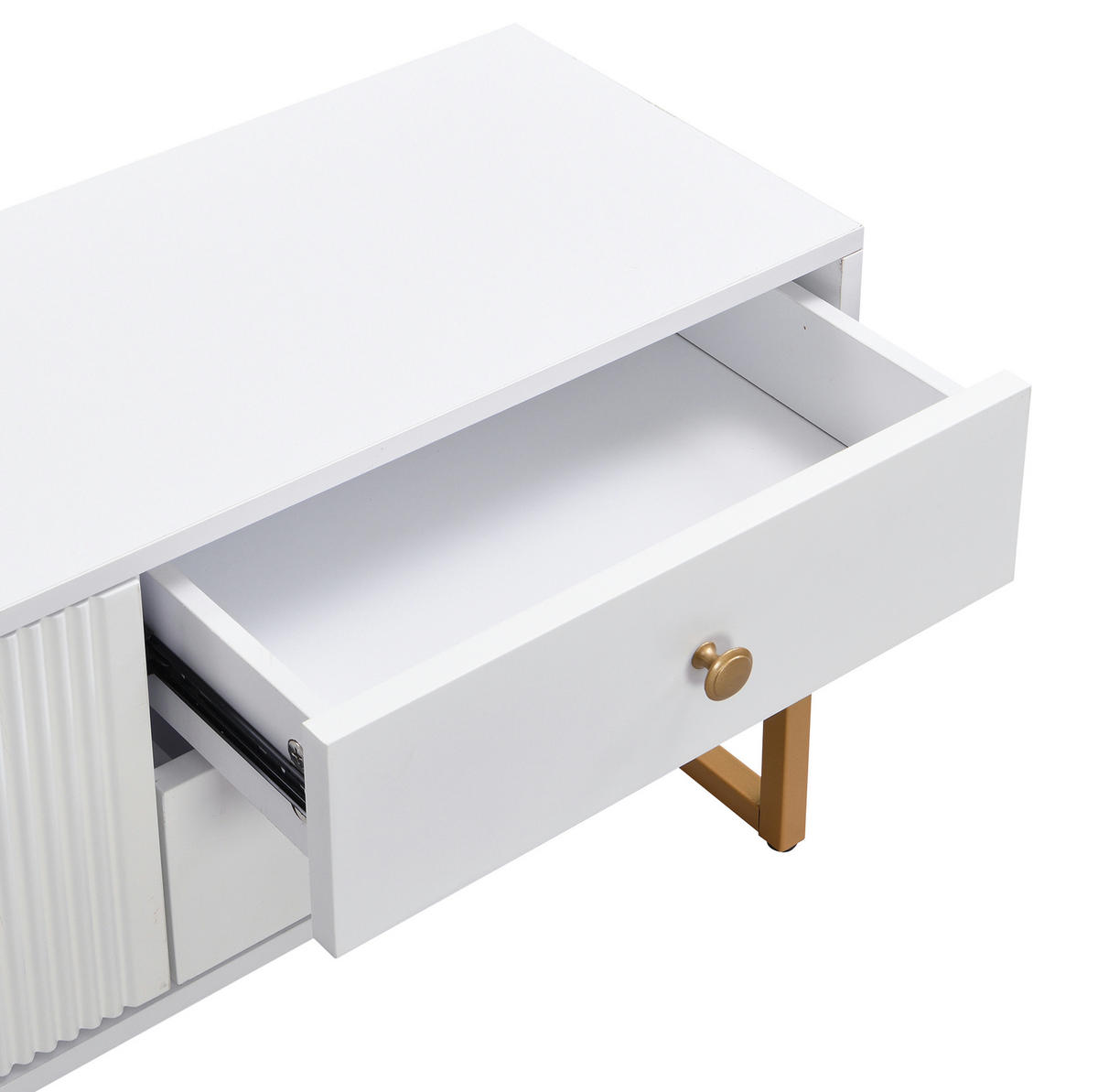 TV-SCHRANK 175/30/46 cm weiß MDF mit 4 Schubladen und goldenen Griffen - Weiß, Holzwerkstoff (175/46/30cm) - OKWISH