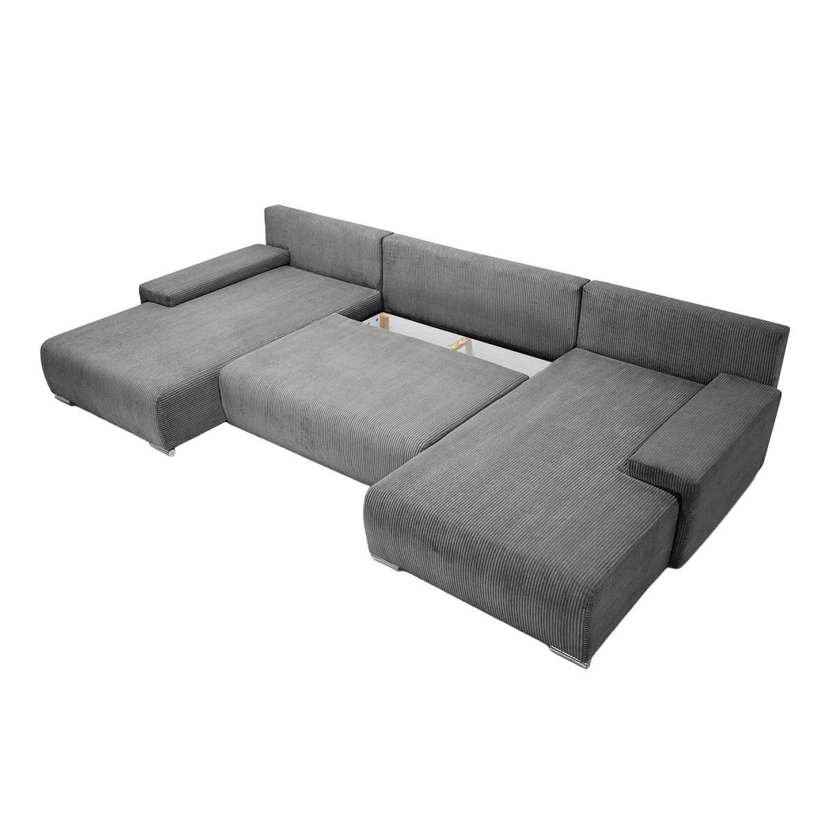 ECKSOFA Trawanga s funkcí spánku, Šedá - šedá, textil (348/188cm) - Fedve