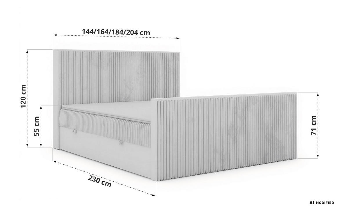 KONTINENTÁLNÍ POSTEL TRAVIT DUO 160/200 - Světle hnědá Manšestr - Topper Visco - H4 - černá/světle hnědá, textil/plast (160/200cm) - MKS