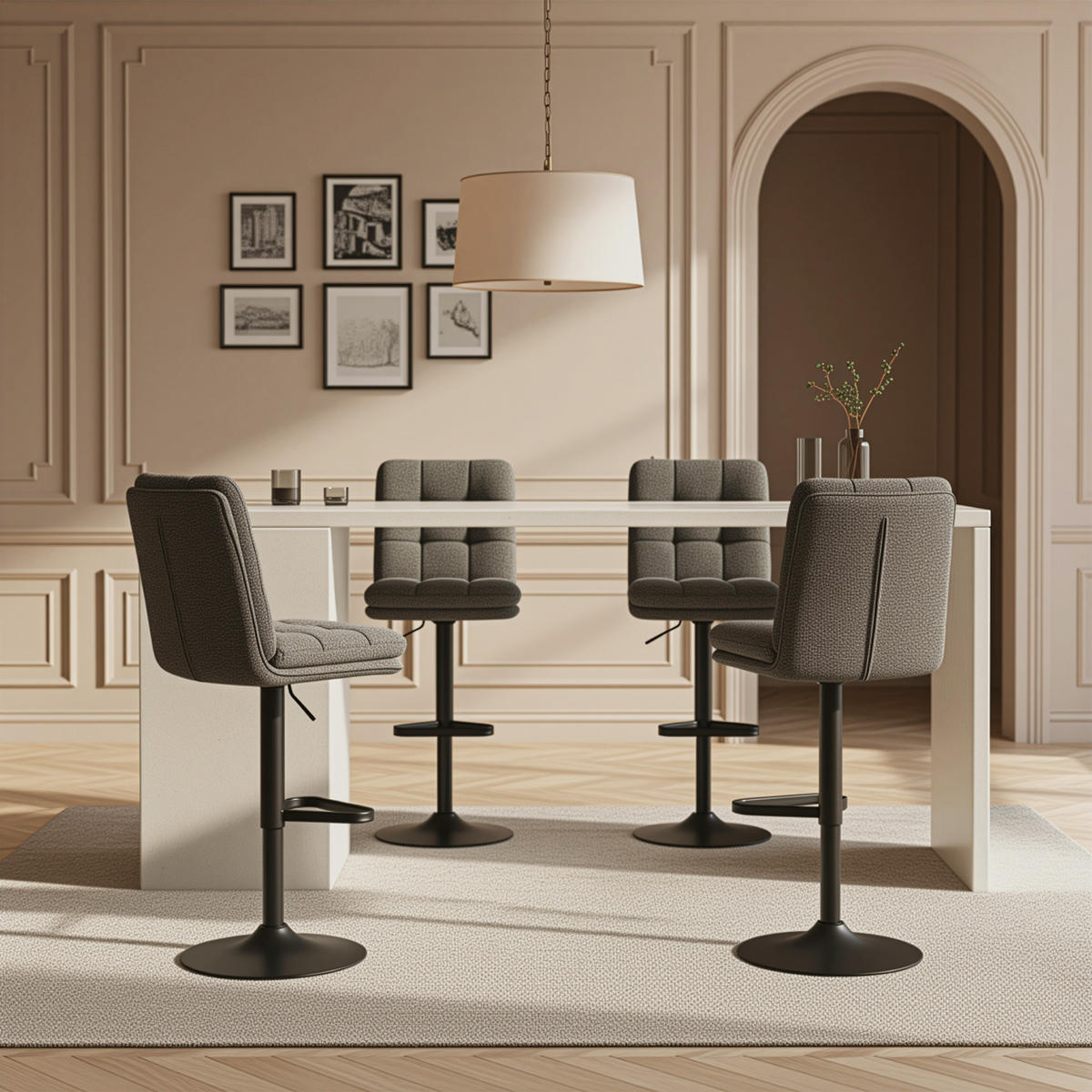 BARHOCKER Enno - Schwarz/Grau, Textil/Metall (45/103/57cm) - DUBI Möbel