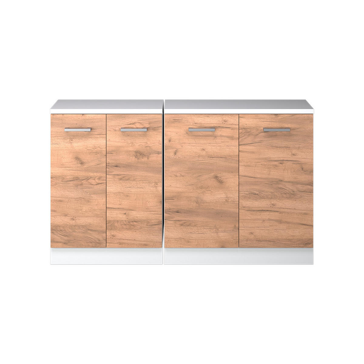 KUHINJSKI ORMAR ZA KOSINE KROVA R-Line Hrast zlatnog tona 140 cm Set od 2 korpusa ormara, dubina 60 cm - bijela/hrast medunac, drvni materijal (140/83.8/60cm) - Vicco