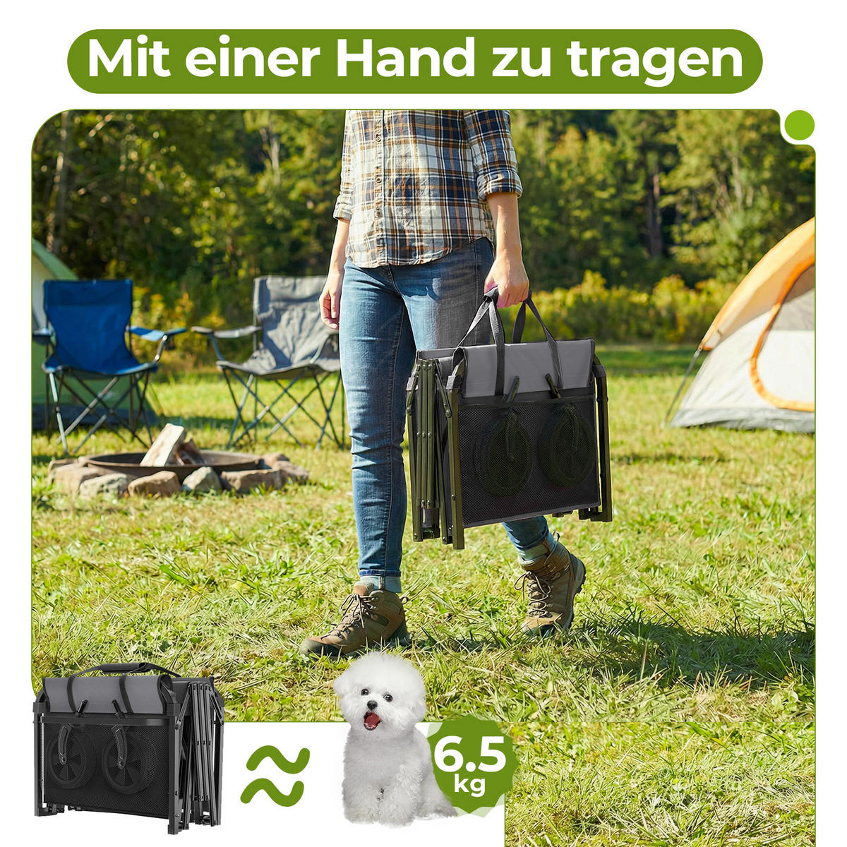 FALTWAGEN, klein-tragbar, 100kg Traglast, verstellbarer Griff, schwarz - Schwarz, Metall (18/34.5/44cm) - Vallsero