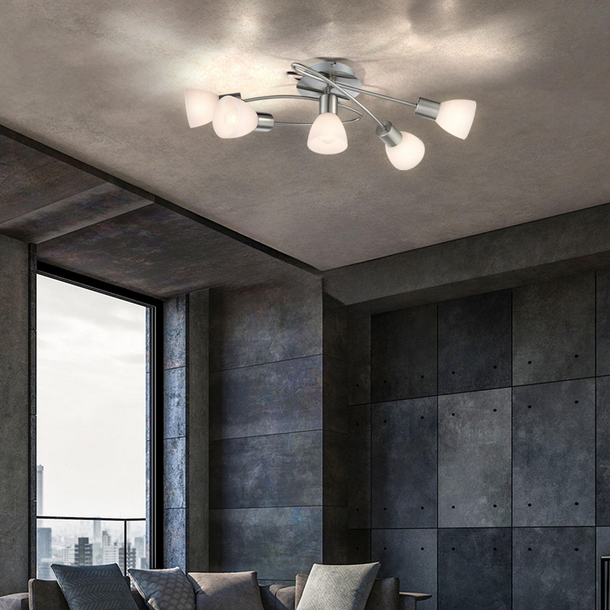 DECKENLEUCHTE PANNA Glas Silber - Silberfarben, Glas (61/36.5/21cm) - Globo Lighting