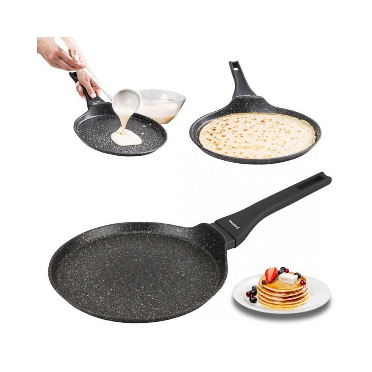 CRÊPEPFANNE Schwarz 24/24/1.7 cm 63857 - Schwarz, Metall (24cm) - Klausberg 