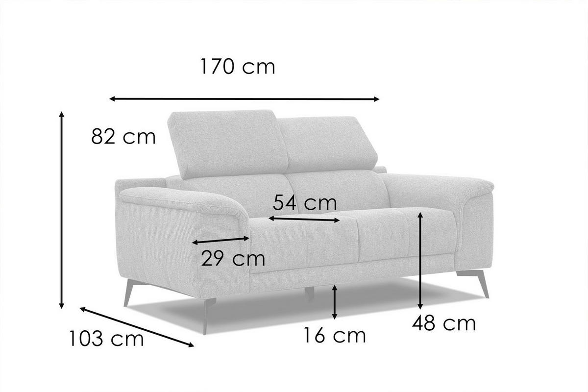 SOFA FIERO 2-Sitzer, taupe - Taupe/Schwarz, Holzwerkstoff/Textil (170/82/103cm) - Courtois Laville