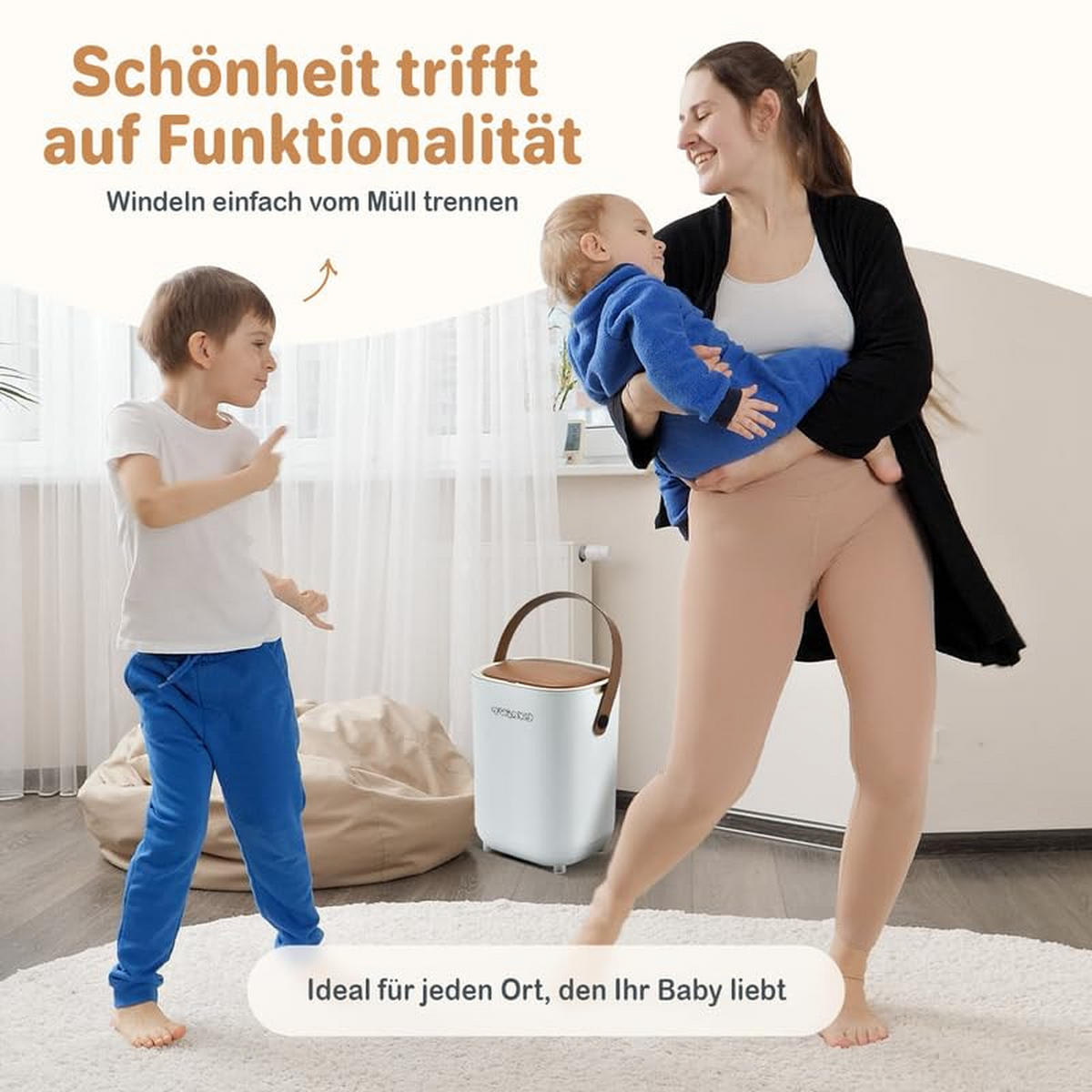 WINDELEIMER Geruchsdicht ohne Kassette Weiß und Braun - Weiß/Braun, Kunststoff (24/41/20cm) - Twinky