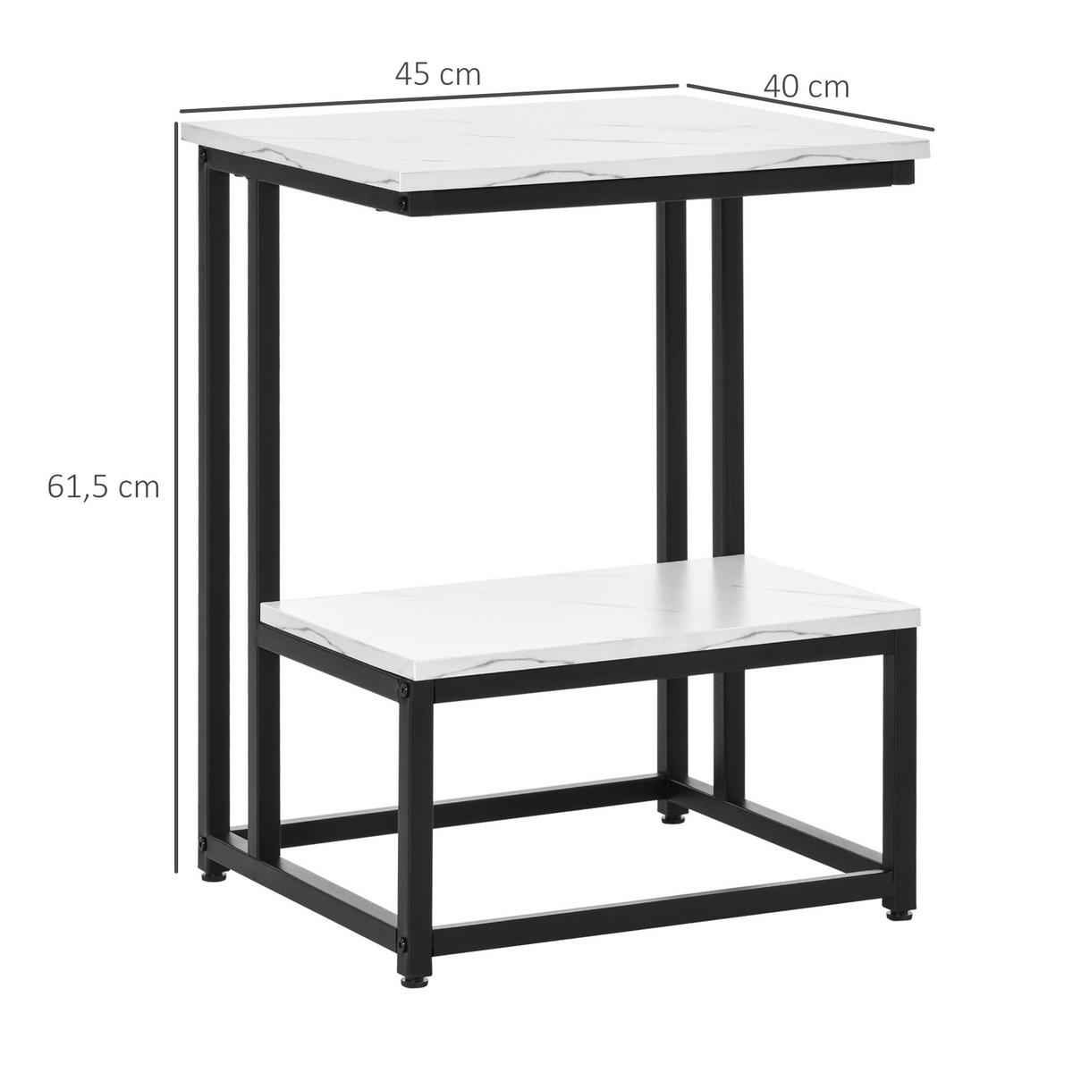 BEISTELLTISCH DE-15817 mit Marmoroptik Weiß - Schwarz, Metall (45/40/61.5cm) - ComfortXL