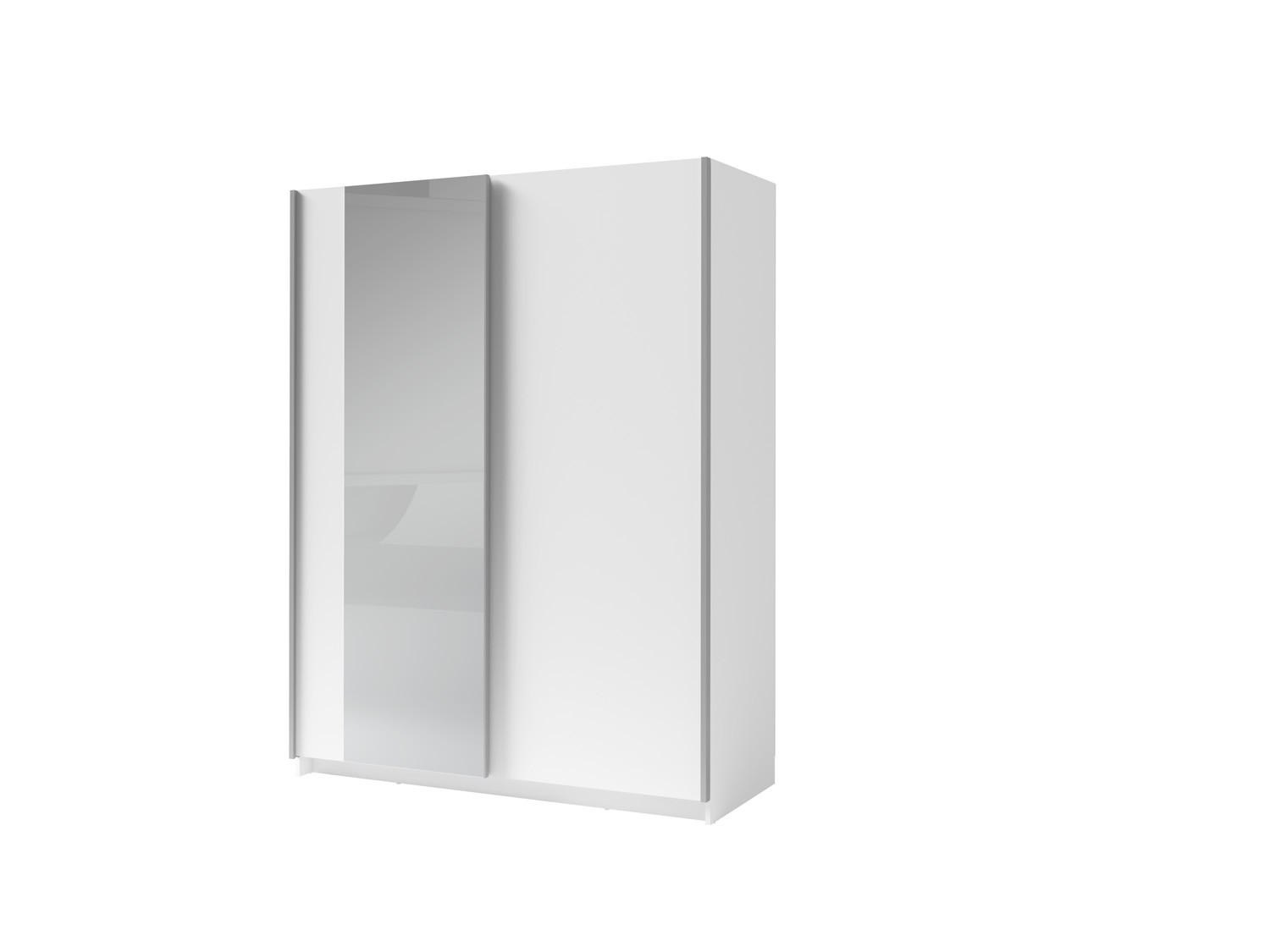 SCHIEBETÜRENSCHRANK GAVERO 11 - 180,6×198,5×62 cm mit Spiegel Weiß - Weiß, Holz/Holzwerkstoff (108.6/198.5/62cm) - Milaros Markt